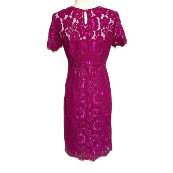 NSR size S dress elegant pink lace short sleeve midi feminine mesh - Picture 3 of 6